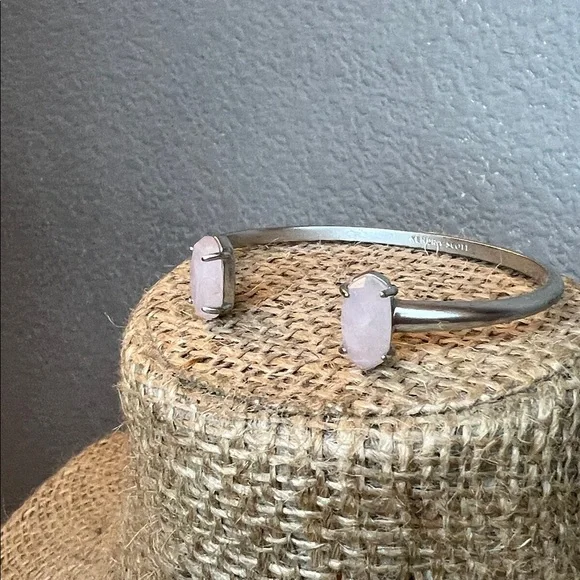 Kendra Scott Edie Silver Cuff Bracelet with Pink Rose Quartz - Picture 5 of 7